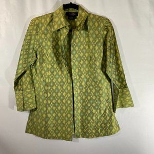 Peck & Peck Collection Green Silk Pattern Blouse